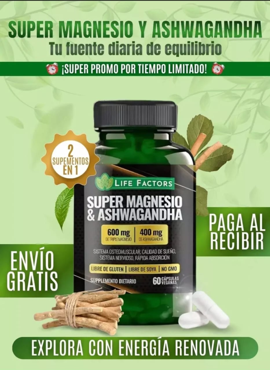 🌿 Super Magnesio + Ashwagandha - Despídete del estrés, duerme mejor