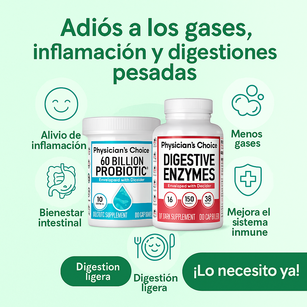 🩺 Probióticos + Enzimas Digestivas | Alivio Digestivo Total