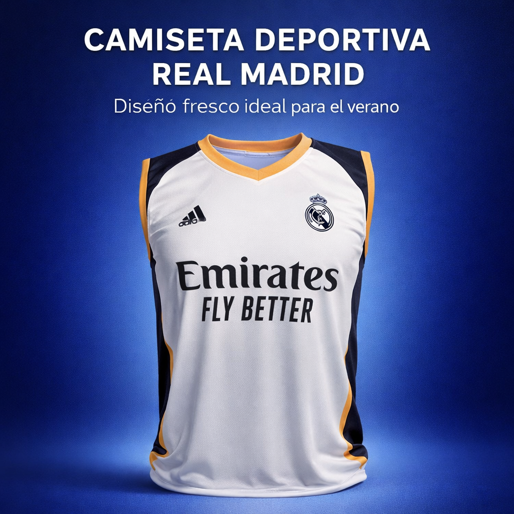 ⚽ Camiseta Real Madrid Verano ☀️ Perfecta para Calor, Gym y Fútbol