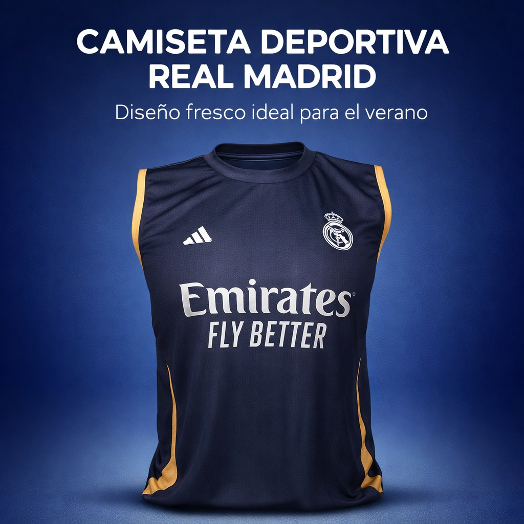 ⚽ Camiseta Real Madrid Verano ☀️ Perfecta para Calor, Gym y Fútbol