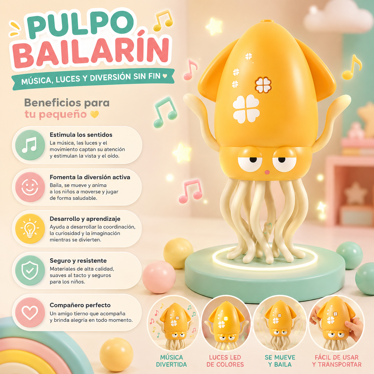 🐙 Pulpo Bailarín ✨ | Diversión, Música y Sonrisas para los Pequeños